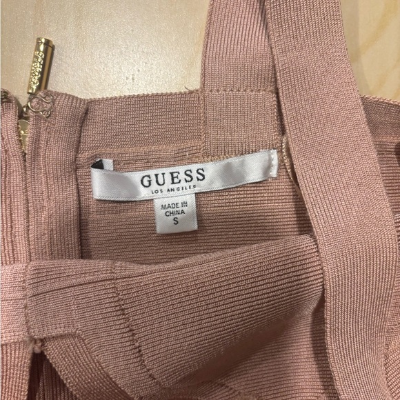 GUESS Blush Bandage Crop Top with Gold Zip Back (Size S) - Picture 2 of 4